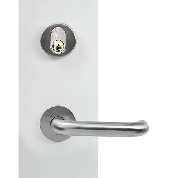 Entrance door handle with round rose key-key Entrance door handle with round rose key-key