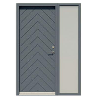 Panelled door with integrated sidelight - Herringbone pattern